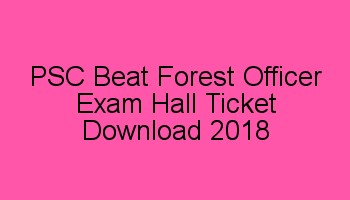 PSC Beat Forest Officer Hall Ticket