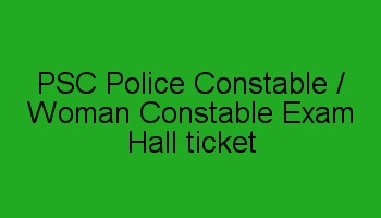 PSC Police Constable Exam Hall Ticket