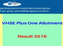 VHSE Plus One Allotment result 2019