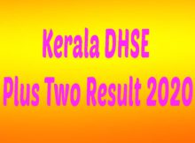 Kerala DHSE Plus Two Result 2020
